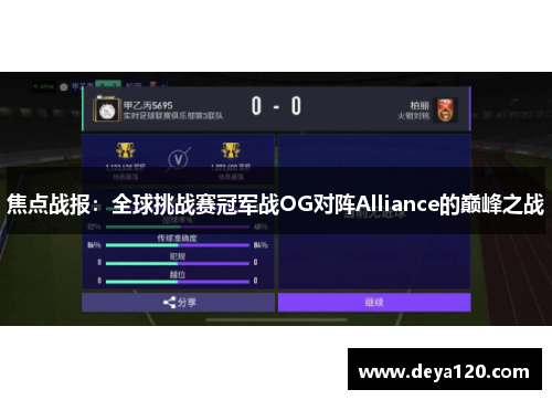 焦点战报：全球挑战赛冠军战OG对阵Alliance的巅峰之战